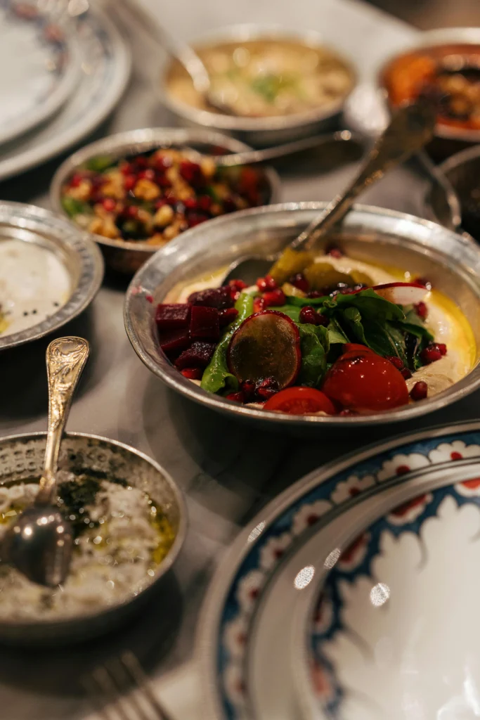Delicious traditional Greek meal on table (https://www.pexwls.com/@Gul Isik)