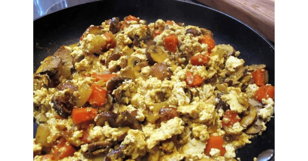 Tofu veggie scramble meal good for beginners' plant-based shopping list.