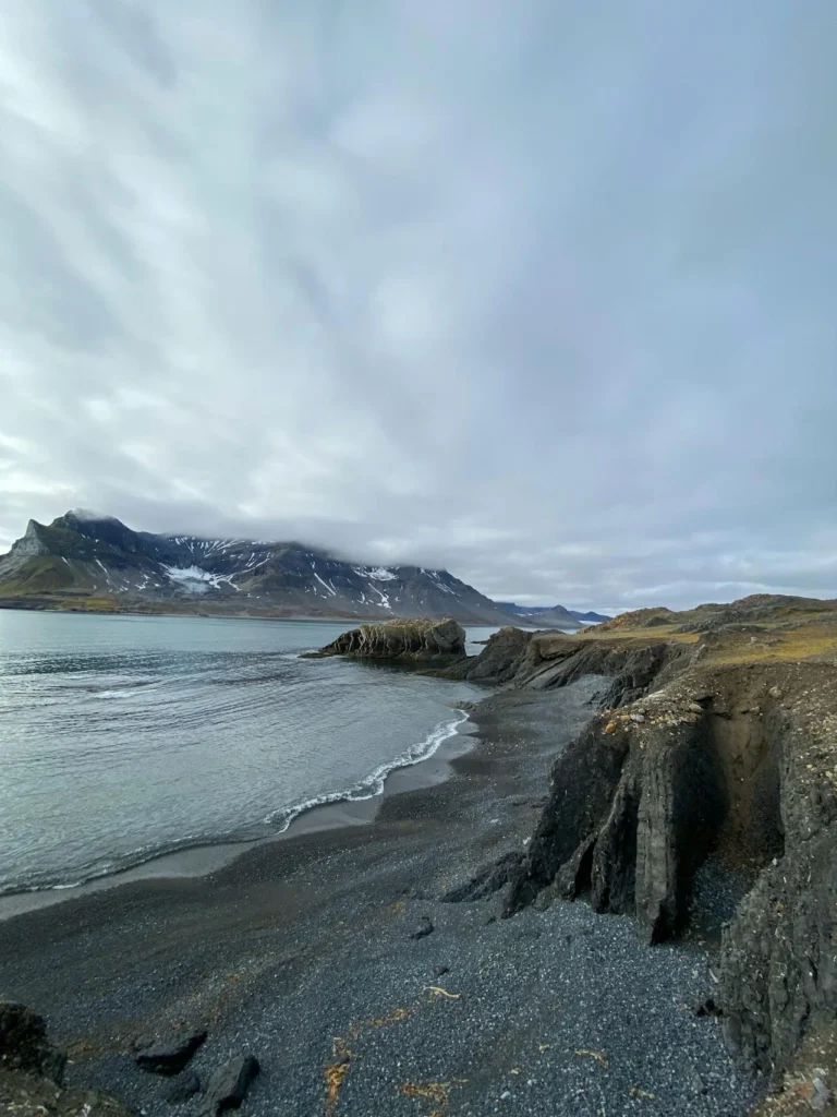 Stunning Icelandic coastline with dramatic cliff for inspiring travel stories.